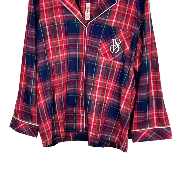 VICTORIA'S SECRET PLAID HOLIDAY RED GREEN COTTON FLANNEL MATCHING PAJAMA PJ SET - Picture 9 of 15